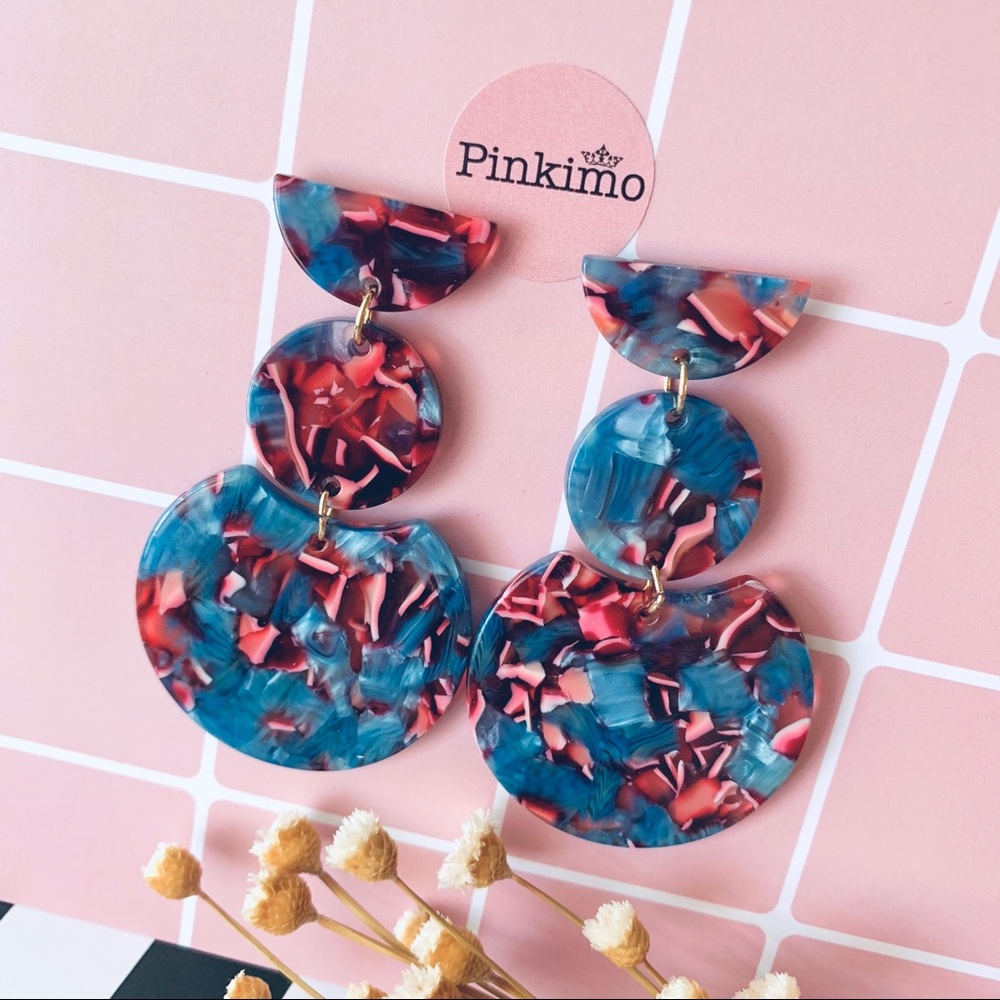 Calabash Marble Pattern Acrylic Earrings